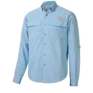 BIMINI BAY LONG SLEEVE SPF‎ 30 BLOODGUARD Blue FISHING SUN SHIRT MEN'S